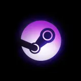 Logo Steam w fioletowo-białej poświacie. Czasem steam nie widzi gry, ale logo zawsze świeci.