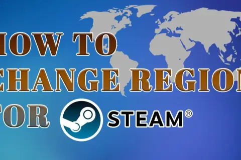 Jak zmienić region Steam? Grafika z mapą świata i logo Steam.
