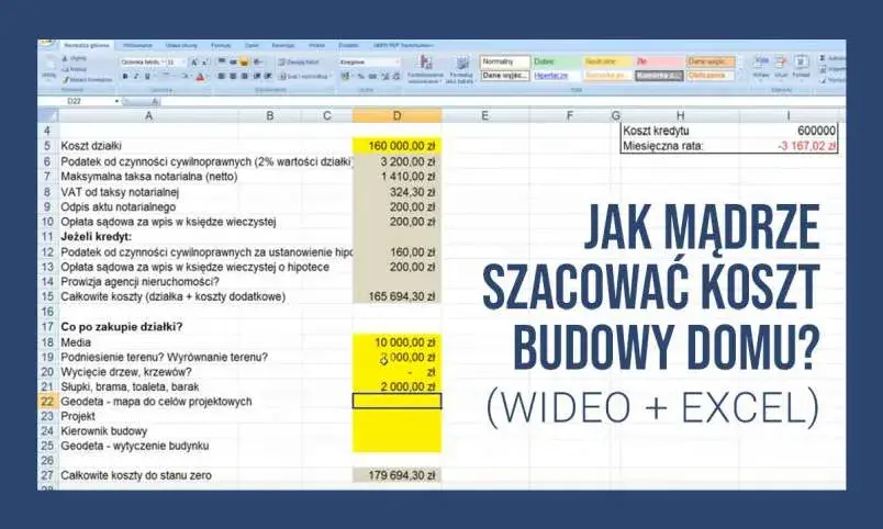 Jak samodzielnie stworzyć kosztorys budowlany w Excelu - gotowy wzór