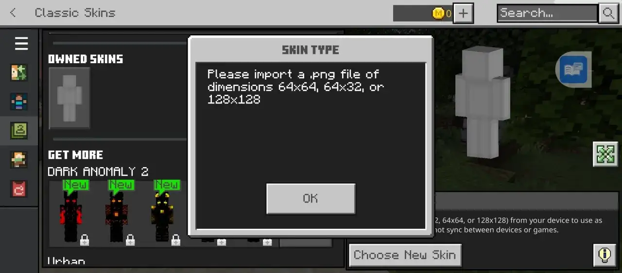 Struktura pliku skina Minecraft 64x64