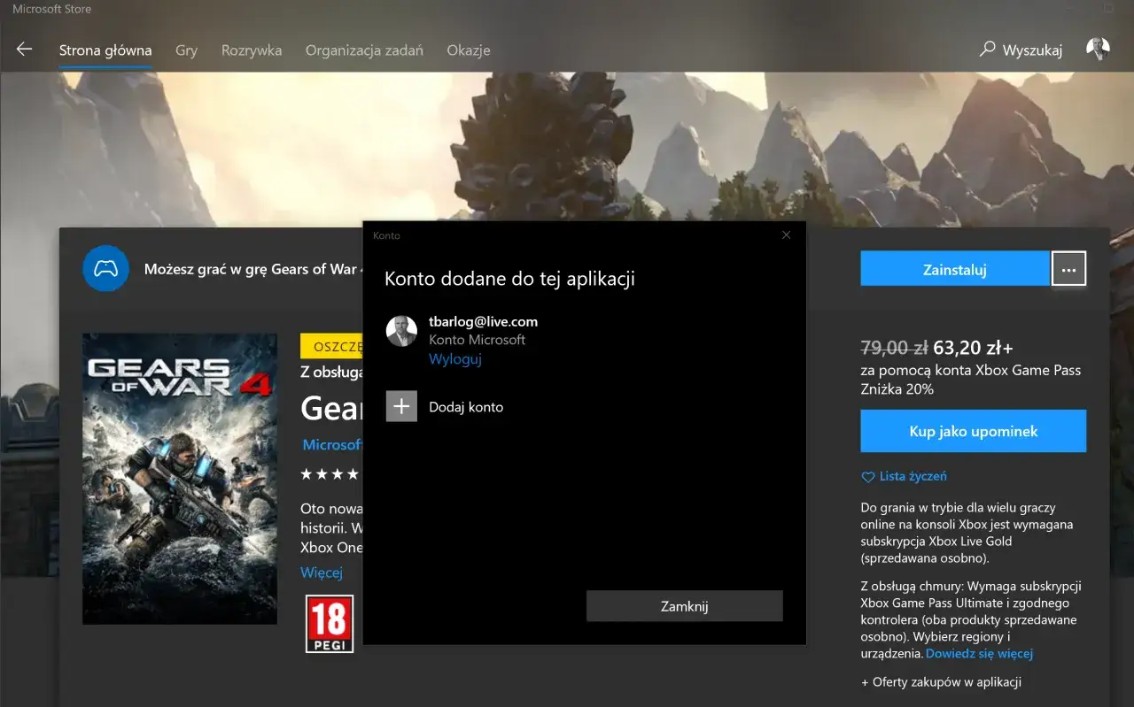 Xbox historia zakup&oacute;w konto microsoft strona