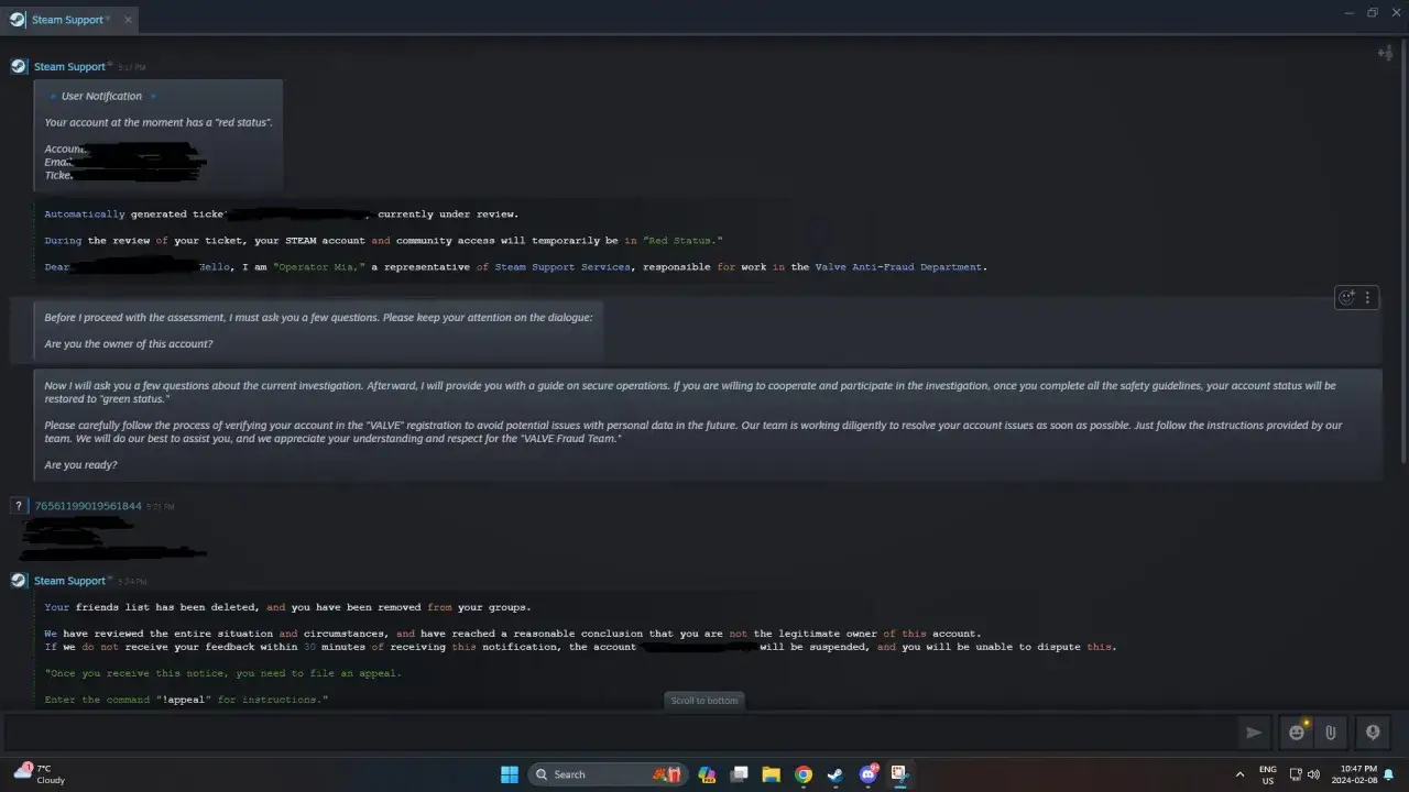 Strona odzyskiwania hasła Steam